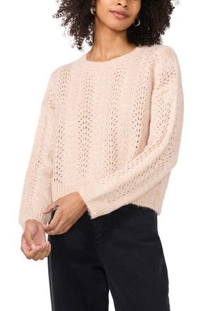 Vince Camuto Sequin Pointelle Sweater in Champagne/Silver at Nordstrom, Size Medium