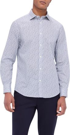 Bugatchi Axel Shaped Fit Abstract Print Stretch Button-Up Shirt in Lilac at Nordstrom, Size Xxx-Large