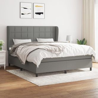 vidaXL Vidaxl - Cama Box Spring Con Colch&oacute;n Tela Gris Oscuro 160x200 Cm