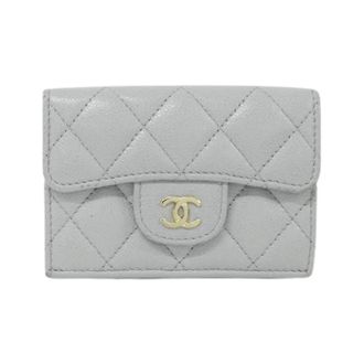 Chanel Tweedehands leren portemonnees - Dames - Pre-owned - Grijs - Maat: ONE Size Leer