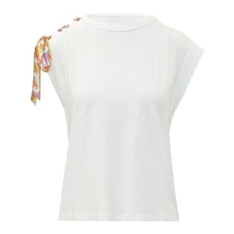 Pucci Sleeveless Tops, female, White, Size: M Knotted Shoulder Sleeveless Top