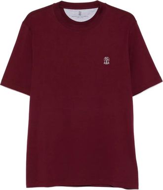 Brunello Cucinelli T-shirt girocollo con ricamo - Rosso