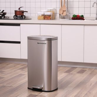 Songmics Cubo De Basura Con Pedal Para Cocina, Con Cubeta Interior De Pl&aacute;stico, Basurero De Acero Inoxidable De 30l, Cierre Suave, A Prueba De Olor Desagradabl