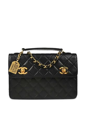 Chanel 1990 quilted chain 2way shoulder bag - women - Lambskin - One Size - Black