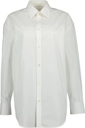 Saint Laurent Oversized Cassandre Poplin Blouse - Dames - Overhemden - Wit - M - Overhemden