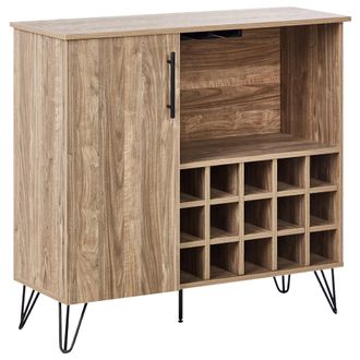 Beliani Mueble Botellero De Vino Aparador Tablero De Part&iacute;culas Muebles De Comedor Marr&oacute;n Claro Eliston