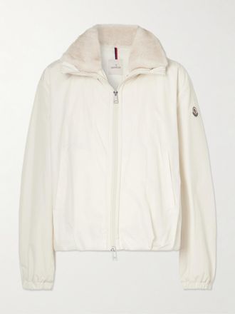 Moncler Piumino Convertibile In Shell Con Finiture In Peluche Pervenche - Bianco sporco