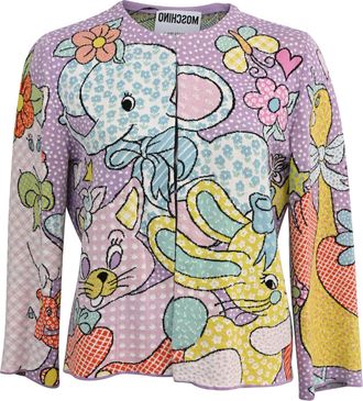 Moschino Couture Menagerie Cartoon Printed Jacket in Multicolor Cotton
