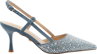 Twentyfourhaitch San Francisco Slingback - Dames - Pumps - Blauw - 40 EU - Satijn - Schoenen