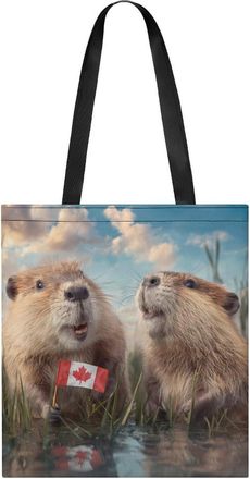 Generic Canadian Beaver Tote Bag for Women Men Shoulder Bags Purses Pouch Handbags