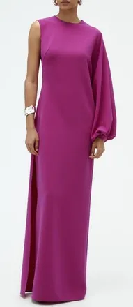 Amsale One Sleeve Column Gown in Magenta at Nordstrom, Size 10