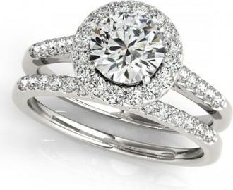 Allurez Halo Round Diamond Engagement Ring Palladium (1.61ct)