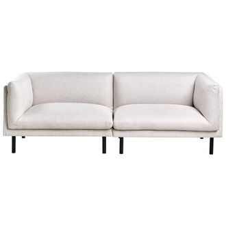 Beliani Sof&aacute; 3 Plazas Tapizado Tela Patas De Hierro Muebles Sala De Estar Beige Claro Vorgod
