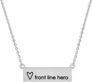 HMY Jewelry Front Line Hero Stainless Steel ID Pendant Necklace in Metallic at Nordstrom Rack