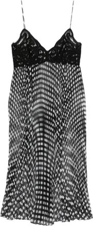 Ermanno Scervino lace-panel midi dress - women - Polyester/Silk - 42 - Black