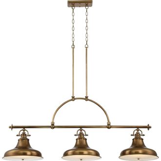 Netlighting Emery 3 Light Pendant Bar Chandelier Light Weathered Brass E27 in Yellow