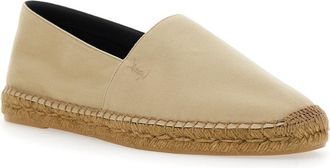 Saint Laurent Mens Beige Espadrilles With Cassandre Embroidery Cotton Shoe