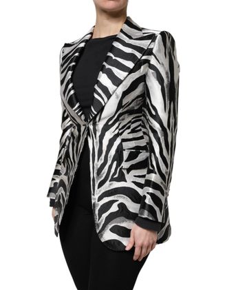 Dolce & Gabbana Zebra-Striped Silk-Blend Blazer - Black
