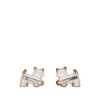 Yvmin Cat Motif with Bow Detail Hair Clip - Brown