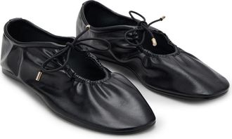 Mango Ruched Ballet Flat in Black at Nordstrom, Size 8.5Us