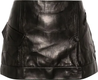 Acne Studios logo-patch leather skirt - women - Viscose/Lambskin - 34 - Black