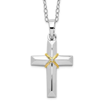 Diamond2Deal Sterling Silver CZ Accent Cross Ash Holder Necklace 18