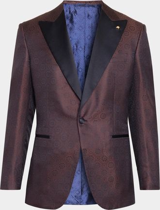 Stefano Ricci Men & apos;s Mosaic Jacquard Peak Lapel Dinner Jacket