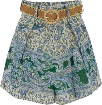 Zimmermann Linnen Tuck Short - Dames - Bermuda - Veelkleurig - XS - Linnen - Korte Broeken