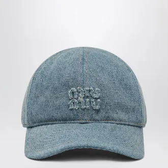 Miu Miu Cappello con visiera azzurro in denim