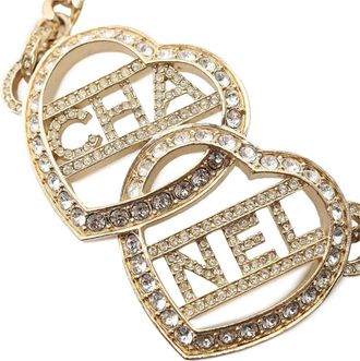 Chanel 2023 vergulde choker met stras, hart en logo - Goud