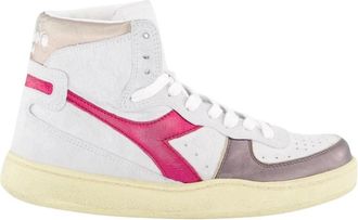 Diadora Metal White/Fuchsia Basket Sneakers - Dames - Sneakers - Veelkleurig - 36 1/2 EU - Leer - Schoenen