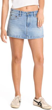 Billabong Micro Moment Denim Skort in Faded Indigo Fray at Nordstrom, Size 28