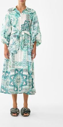 Camilla Waist Tie Shirt Dress With Bubble Sleeve in Balearic Beb&eacute; at Nordstrom, Size X-Small Au