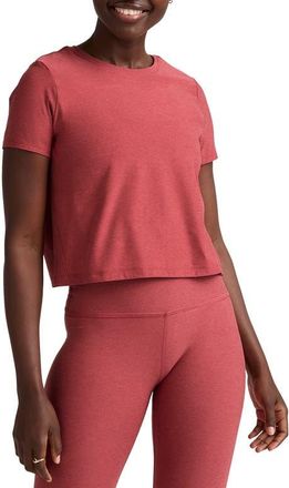 Beyond Yoga Featherweight Supreme Crop T-Shirt in Faded Rose Heather at Nordstrom, Size Medium