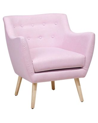 Beliani Sill&oacute;n tela rosa