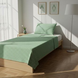 KASANOVA Parure letto singolo quadretti verde Young