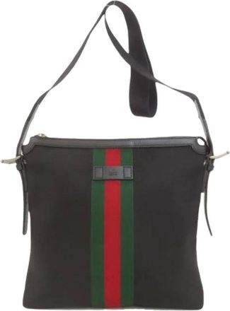 Gucci Pre-owned Cross Body Bags, female, Black, Size: ONE SIZE Pre-owned Nylon Shoulder Bag