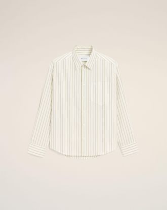 Ami White Striped Cotton Ami De Coeur Boxy Shirt White - XXL - Unisex