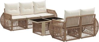 vidaXL Conjunto De Sof&aacute;s De Jard&iacute;n 6 Uds. Beige Y Blanco Crema Vidaxl
