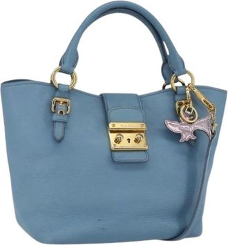 Miu Miu Pre-owned Handbags, female, Blue, Size: ONE SIZE Pre-owned Leather Handbag