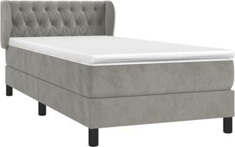 vidaXL Vidaxl - Cama Box Spring Con Colch&oacute;n Terciopelo Gris Claro 90x190 Cm