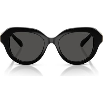 Swarovski 50mm Small Round Sunglasses in Black /Dark Grey at Nordstrom