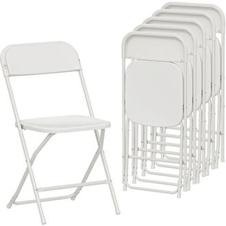 HOMCOM Set 6 Sedie Richiudibili con Fori di Drenaggio 45x49x79.5 cm Bianco