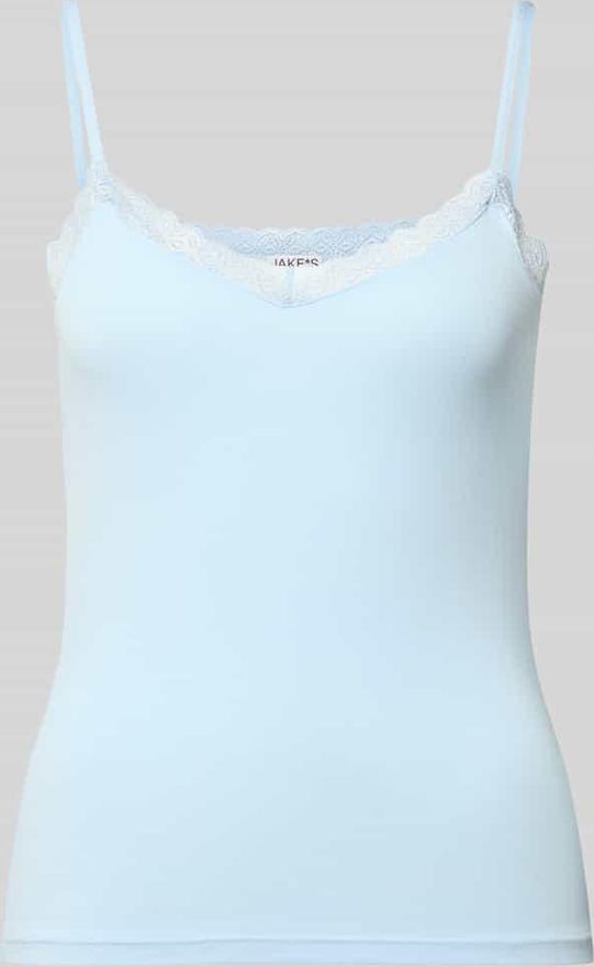 Spitzentop mit Spaghettitr&auml;gern in Hellblau, Gr&ouml;&szlig;e XL