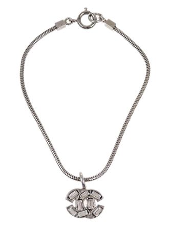 Chanel 2001 rhinestone-embellished CC pendant bracelet - Silver