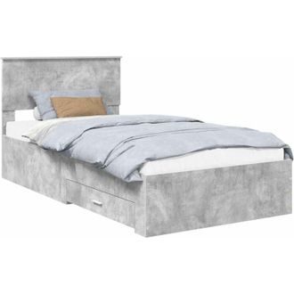 vidaXL Bed Frame Concrete Grey 100 x 200 cm Engineered Wood vidaXL