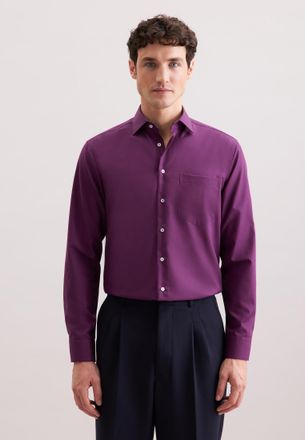 Seidensticker Businesshemd SEIDENSTICKER Schwarze Rose, Herren, Gr. M39, normale &Auml;rmell&auml;ngen, lila, 100% Baumwolle, unifarben, regular fit, 2-Knopf-Manschette, Hemd