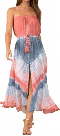 Elan Tie Dye Strapless Maxi Dress In Rose Blue Wave