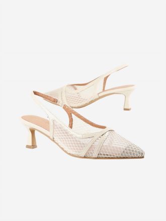 All Black Womens Mesh Princess Low-Heel Shoes In Ivory