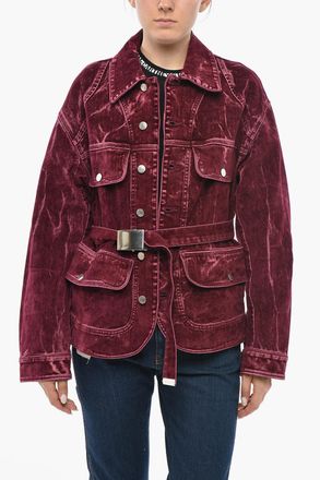 Stella McCartney Stretch Denim Jacket with Velvety Finish and Belt Stella McCartney